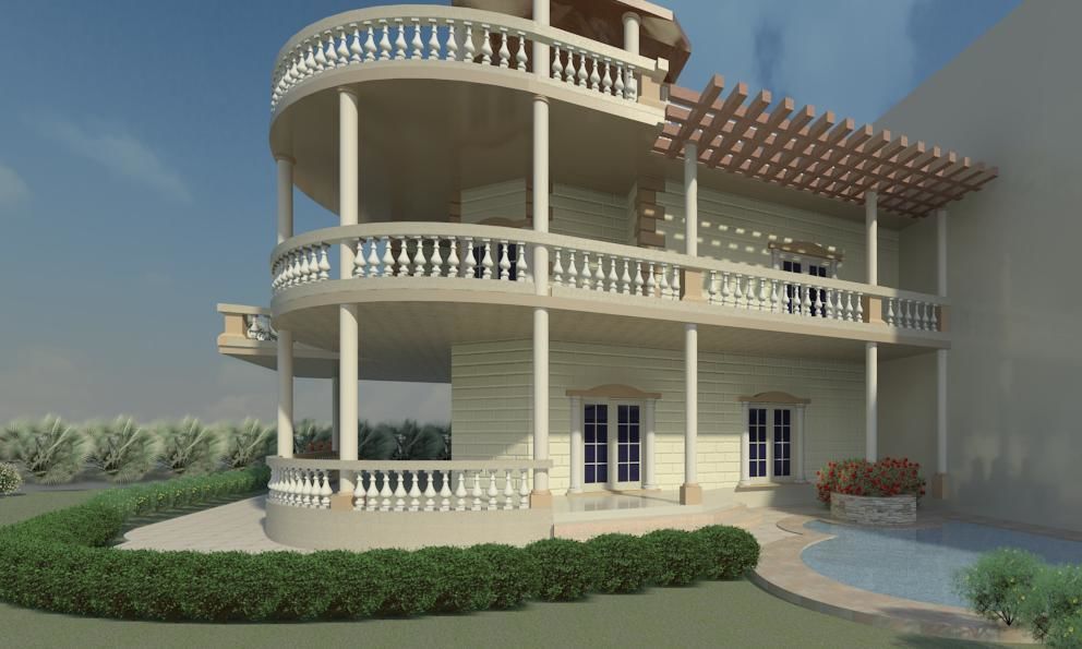 Two floors Villa 3D print model_2