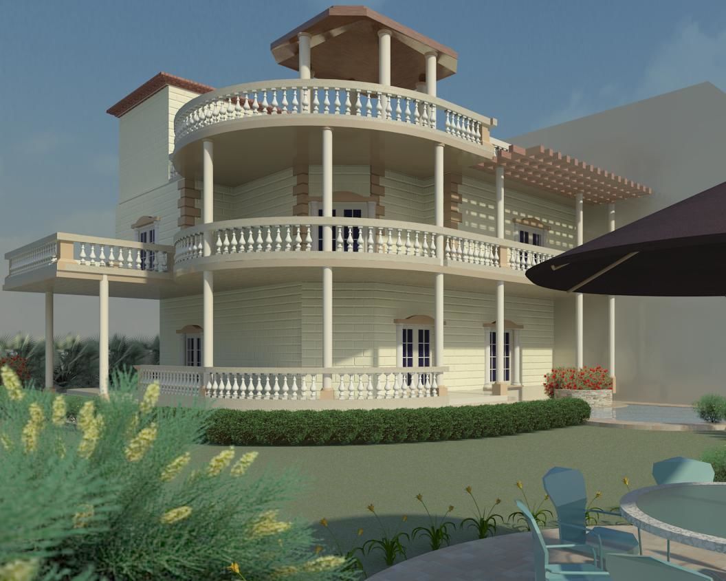 Two floors Villa 3D print model_1