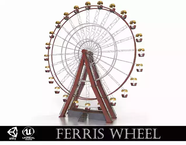 Old Painted Ferris Wheel Low-poly 3D model