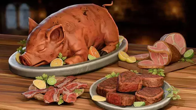 Stylized Fantasy Meat Pack Low-poly 3D model