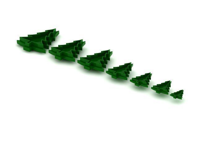cutter five christmas trees 3D print model_2