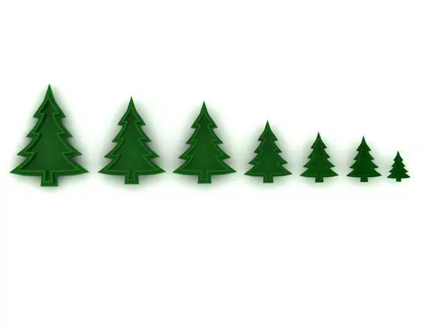 cutter five christmas trees 3D print model_0