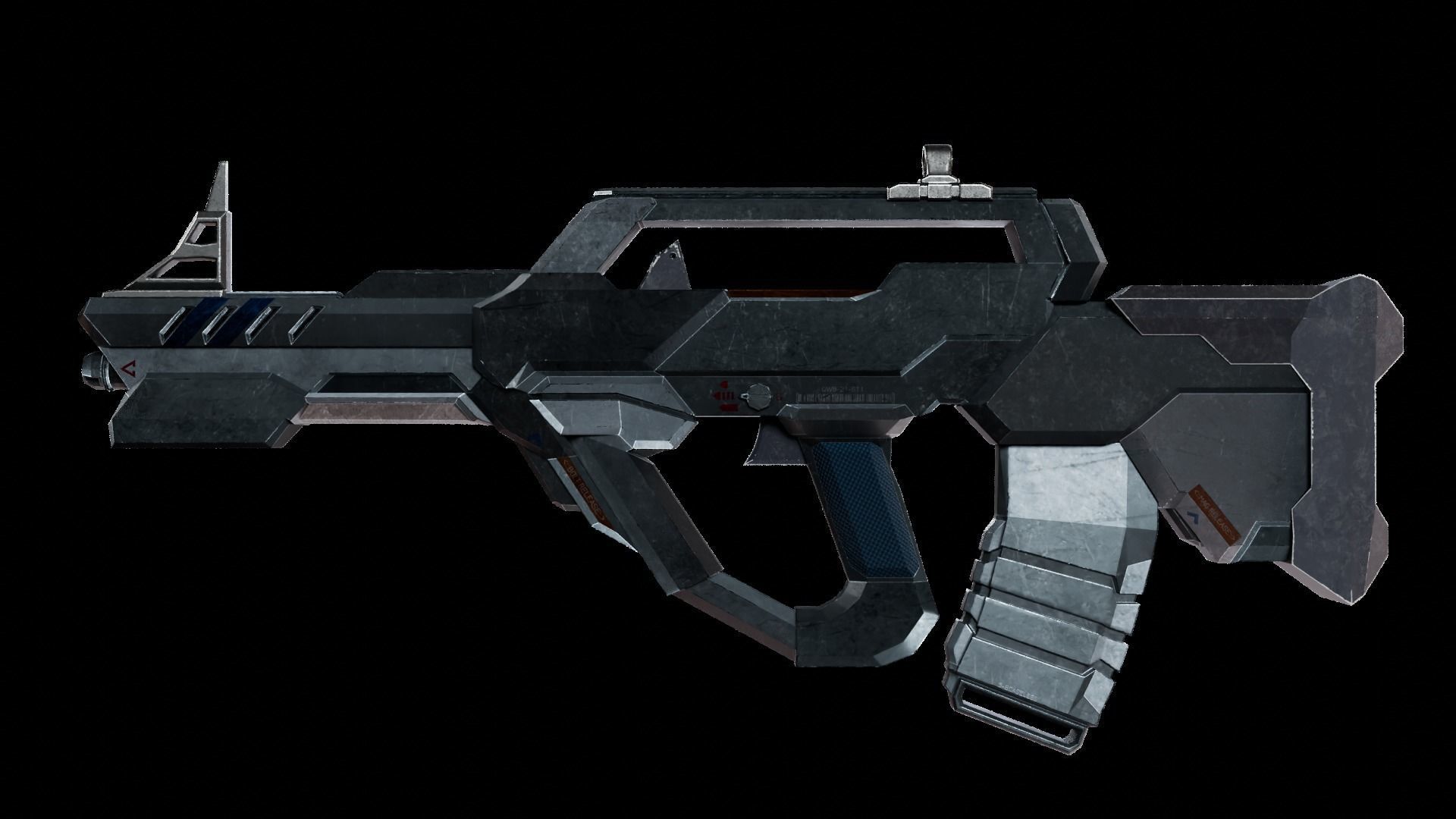 Bullpup Rifle Low-poly 3D model_1