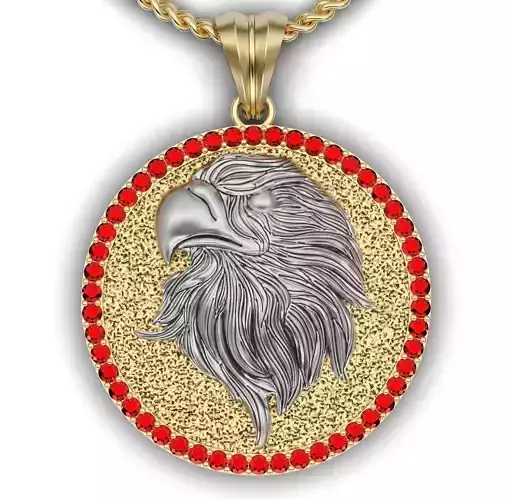 Eagle Pendant Sculpture jewelry Gold necklace 