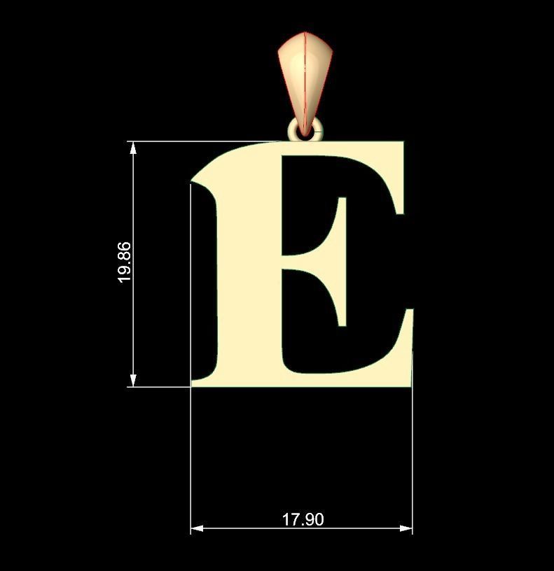 Initial Letters Pendant Amboqia Boriango E 3D print model_5