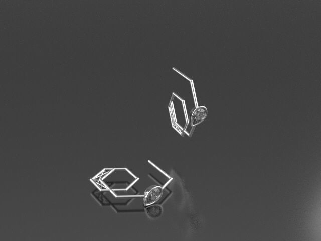 Nar101 hexagonal ring with diamond in center 3D print model_4