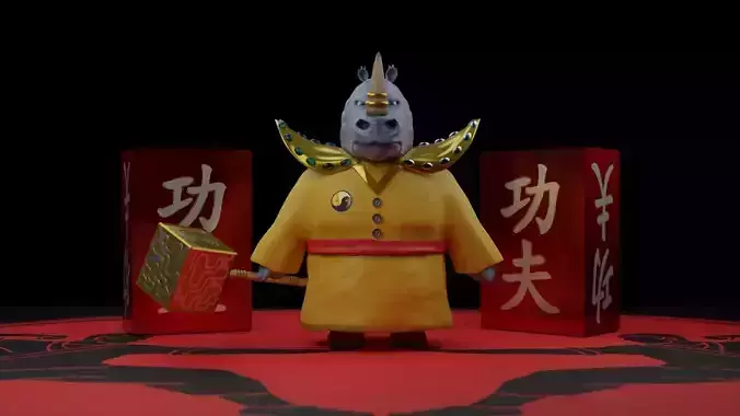 Angry Rhino Fighter Yellow Golden