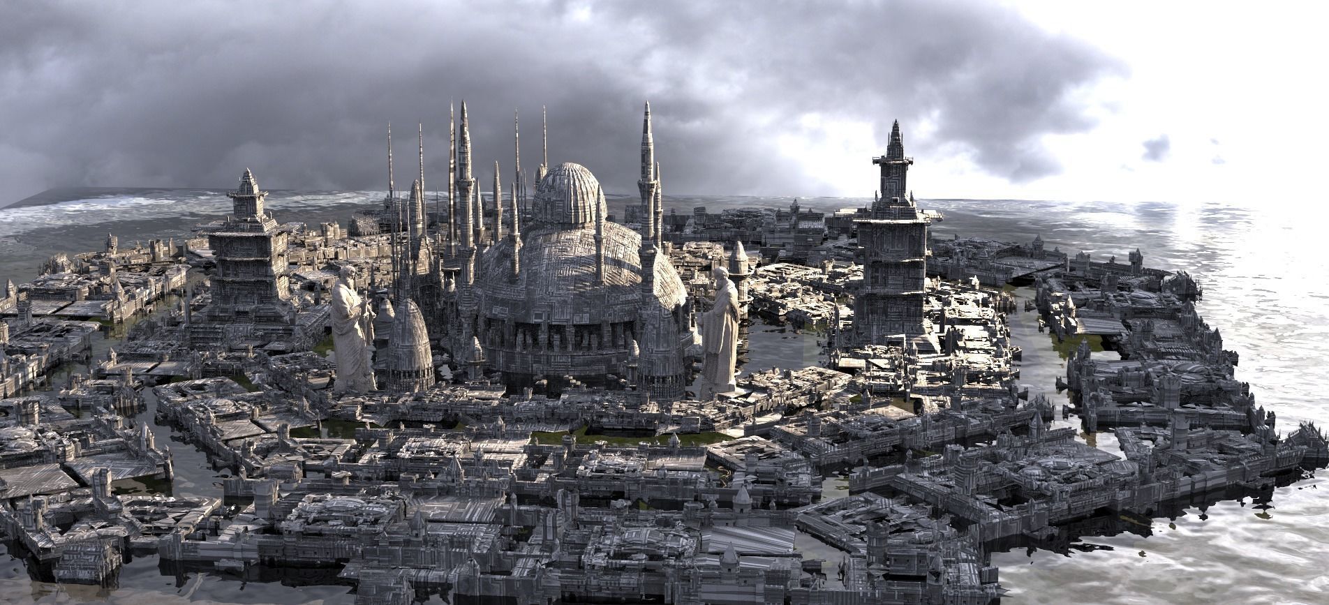 Star Wars Coruscant inspired towers collection 3D model_1