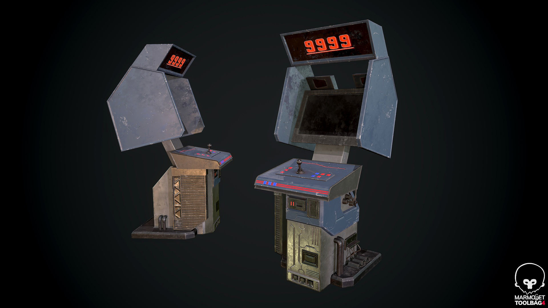 Arcade GAme Machine Cyberpunk Optimized FOr games  Low-poly 3D model_12