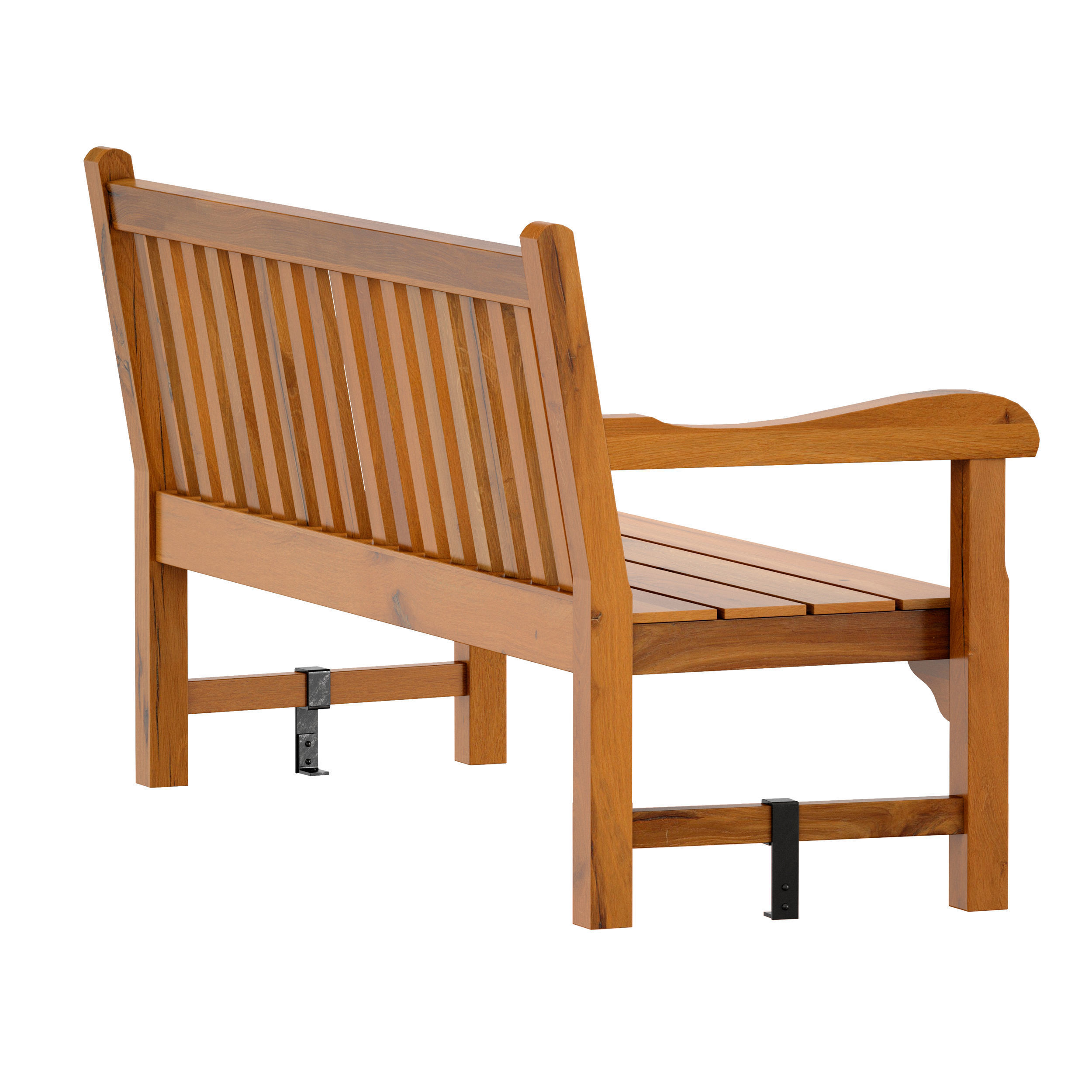 Wooden garden bench park bench 3D model_4