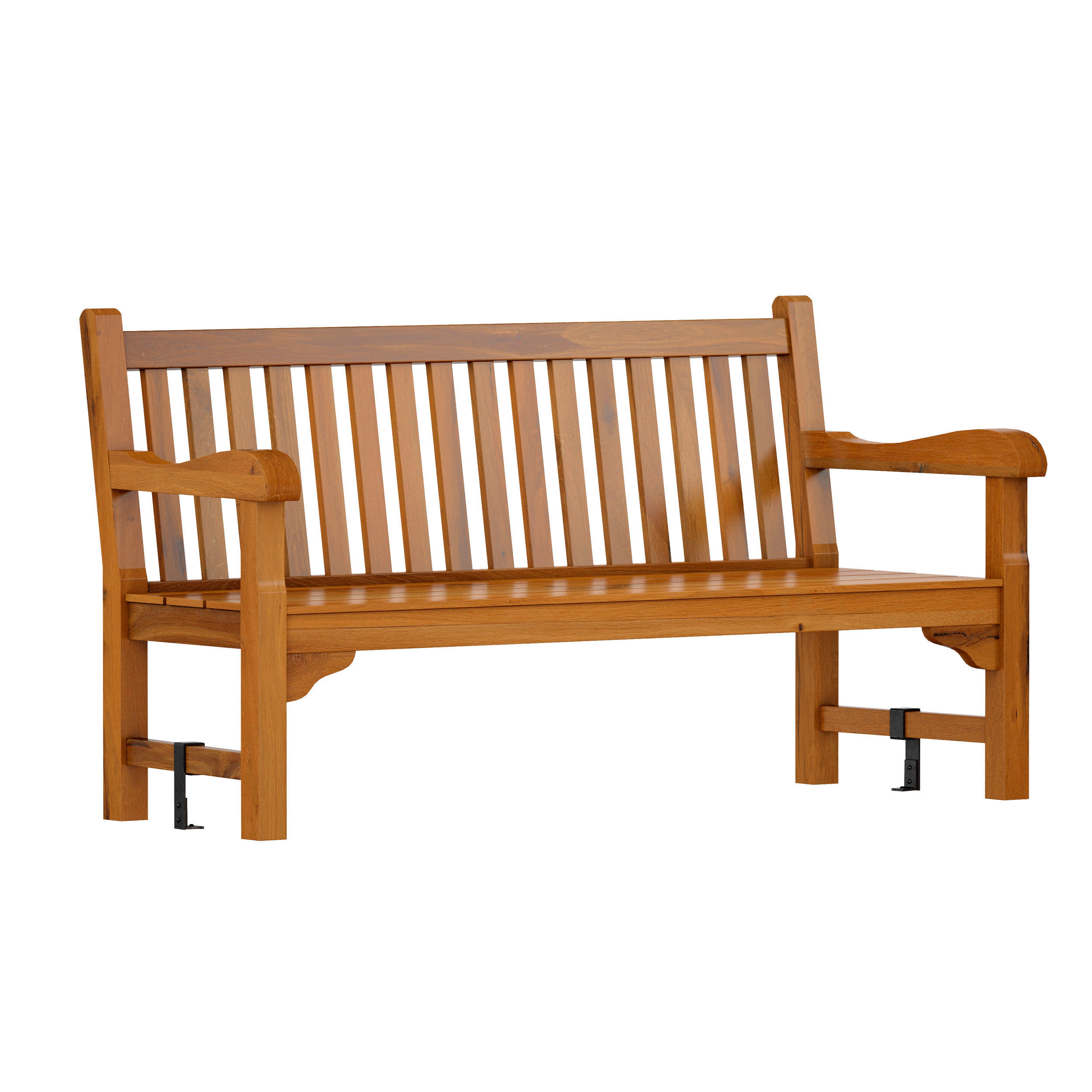 Wooden garden bench park bench 3D model_2