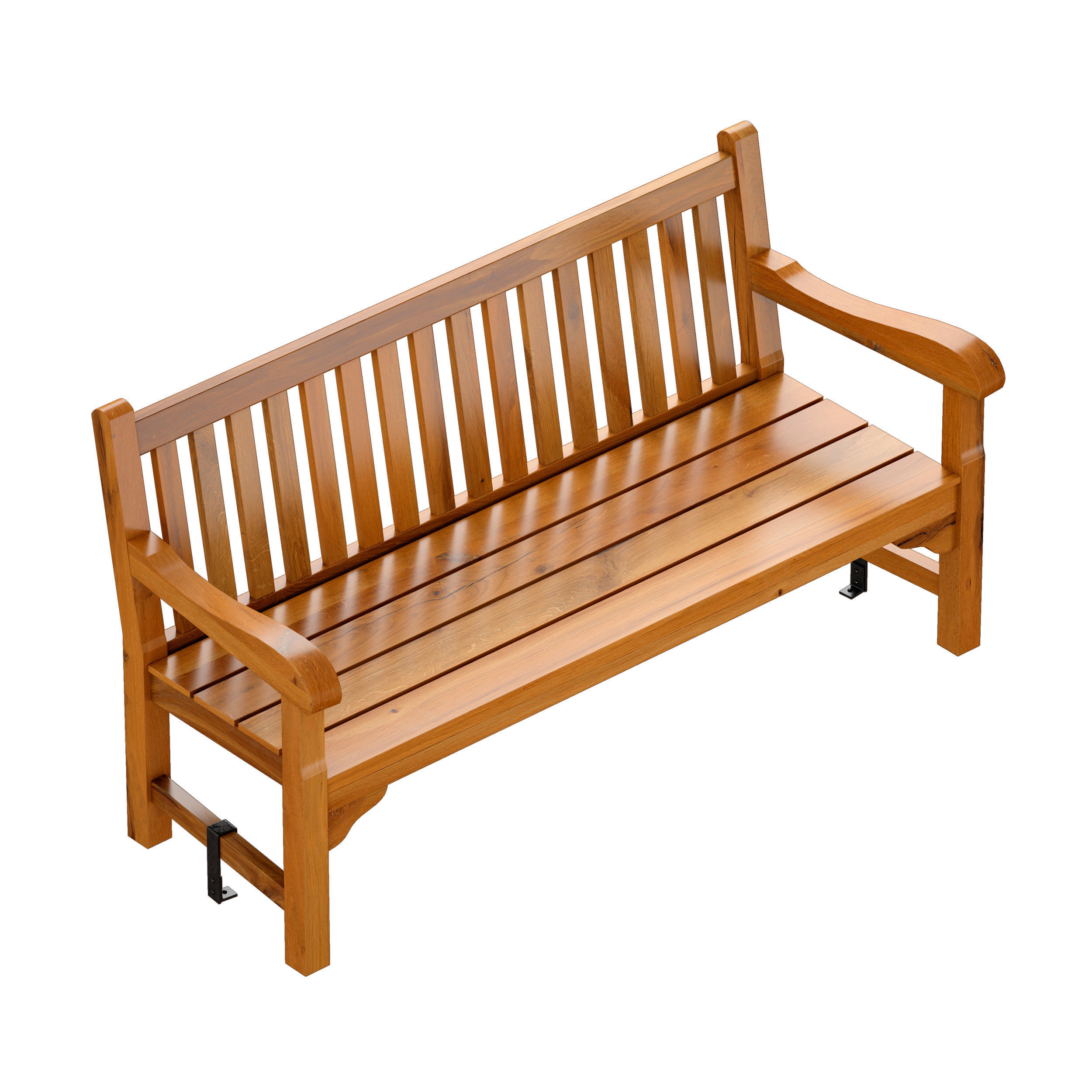 Wooden garden bench park bench 3D model_1