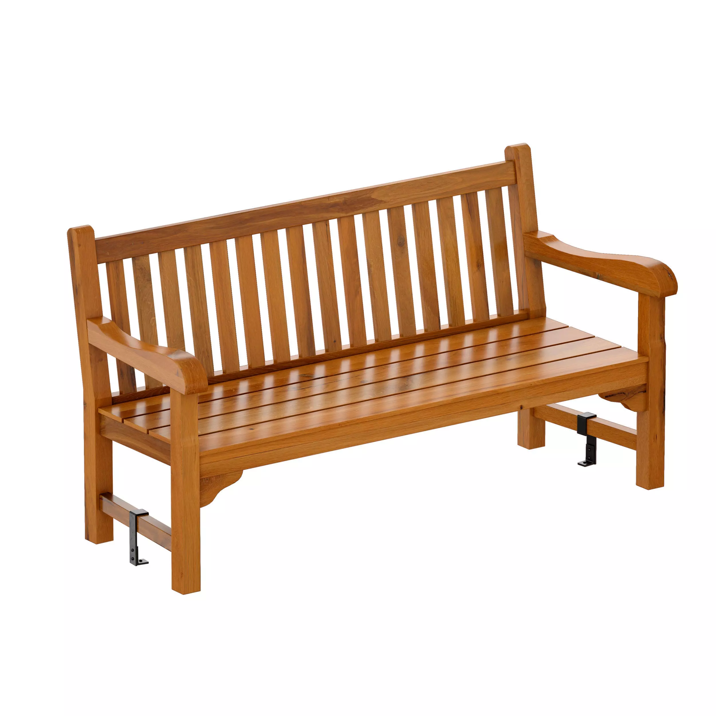 Wooden garden bench park bench 3D model_0