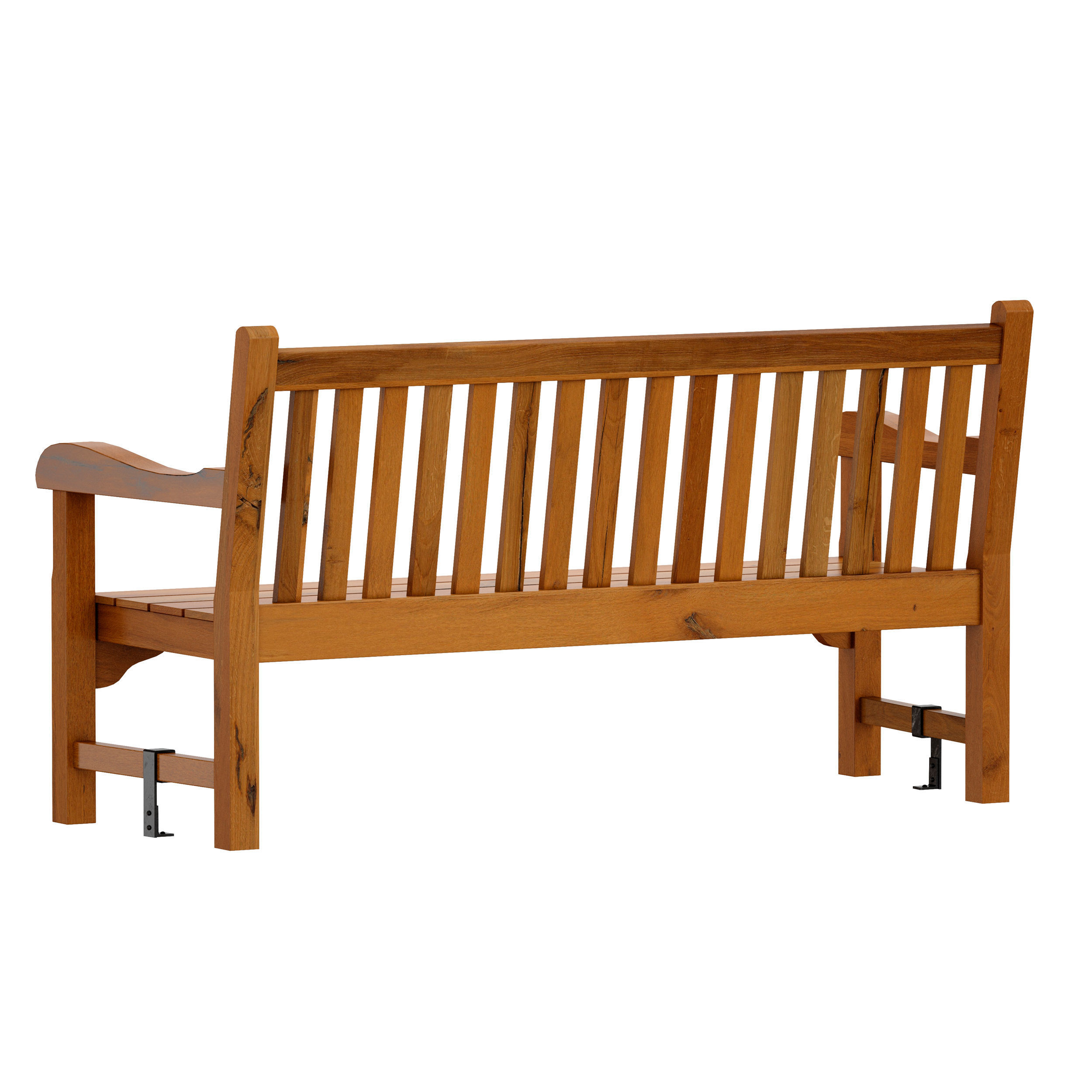 Wooden garden bench park bench 3D model_6