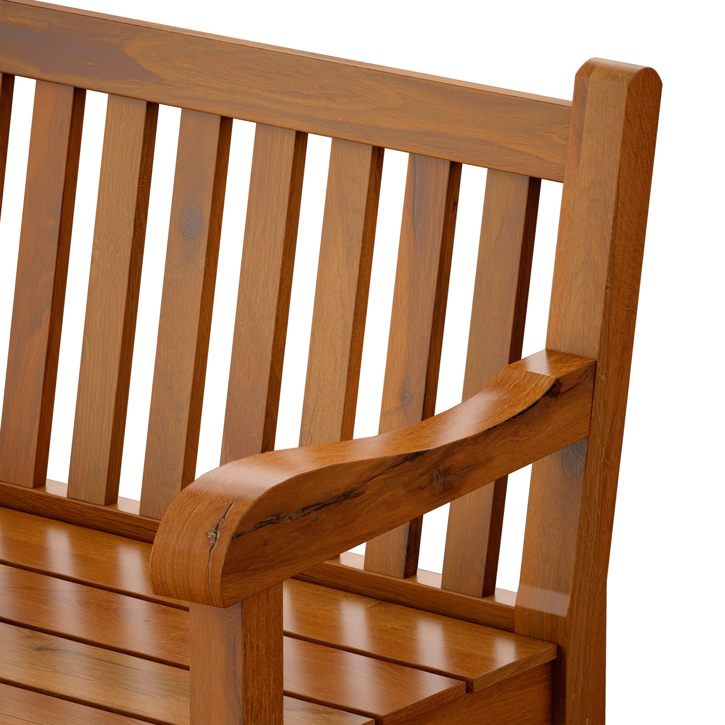 Wooden garden bench park bench 3D model_9