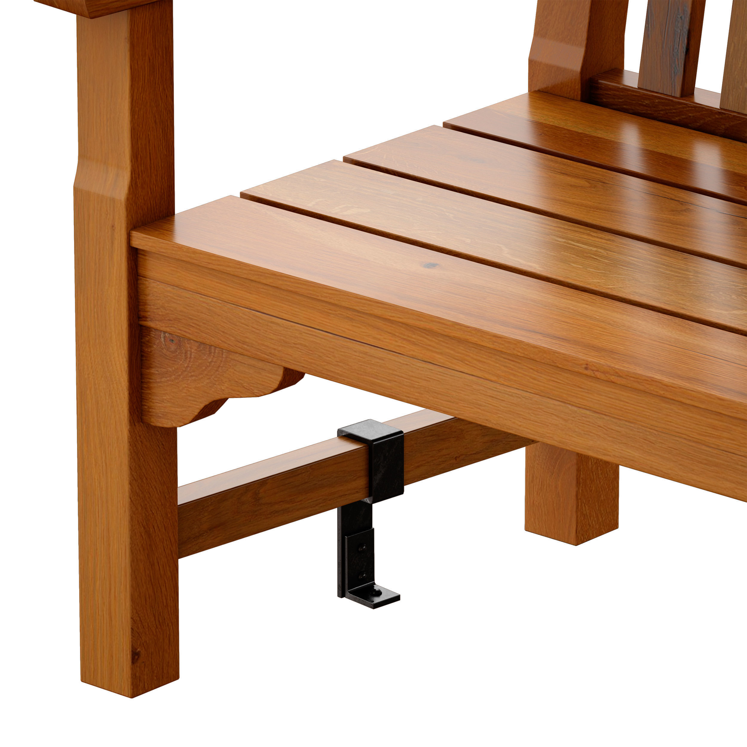 Wooden garden bench park bench 3D model_8