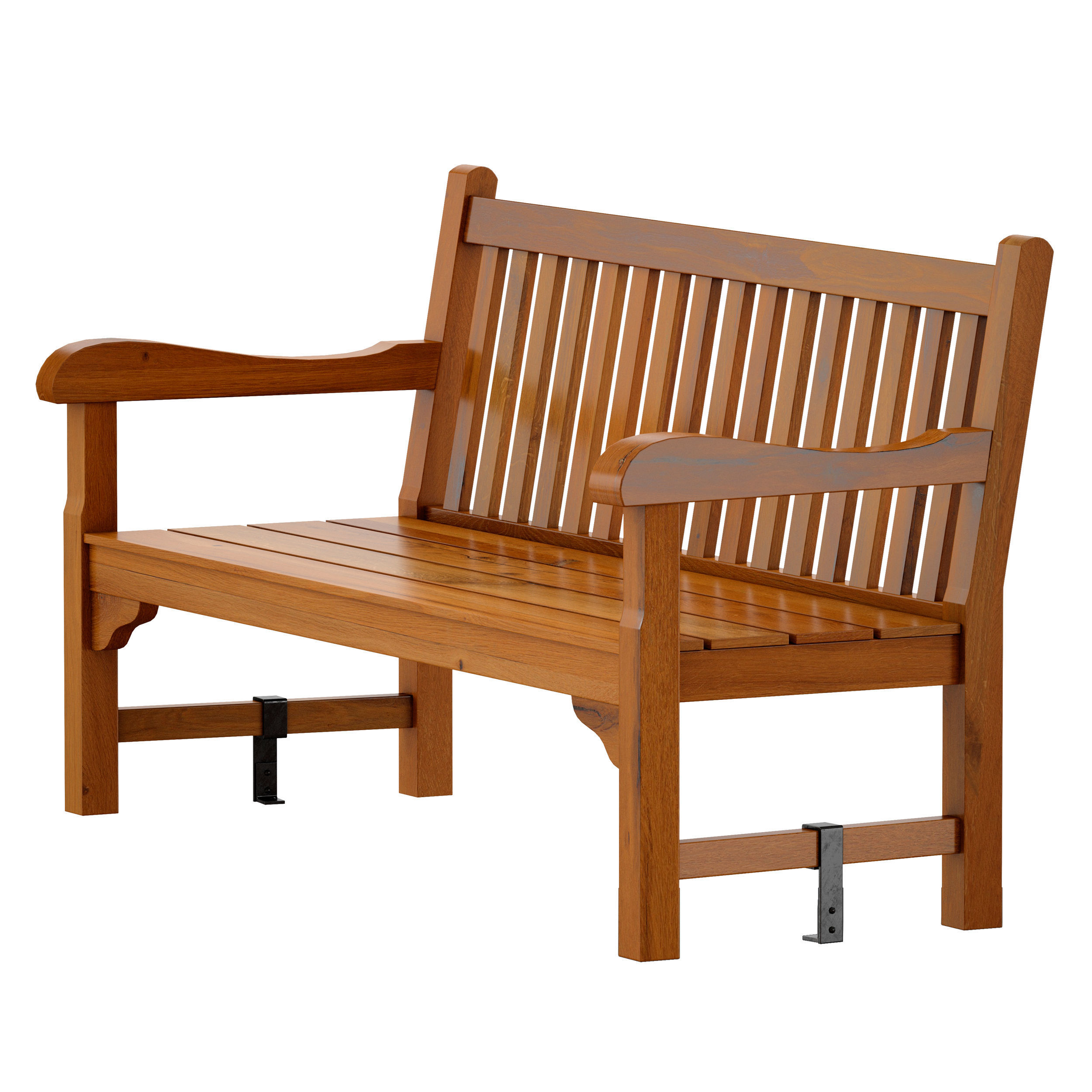 Wooden garden bench park bench 3D model_5