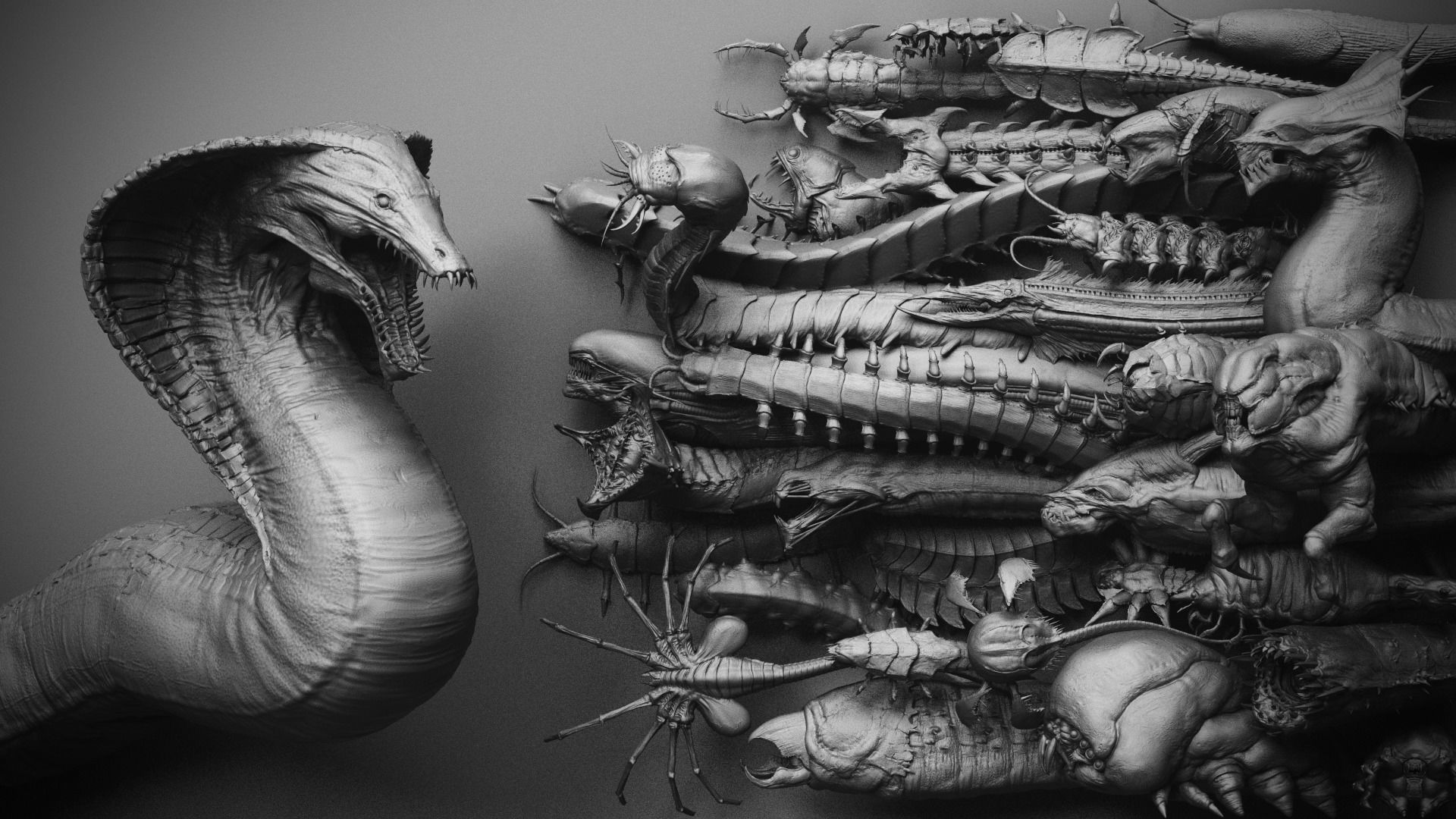 CRAWLERS - 33 Creeping Beasts Curve Brush and OBJs 3D model_2