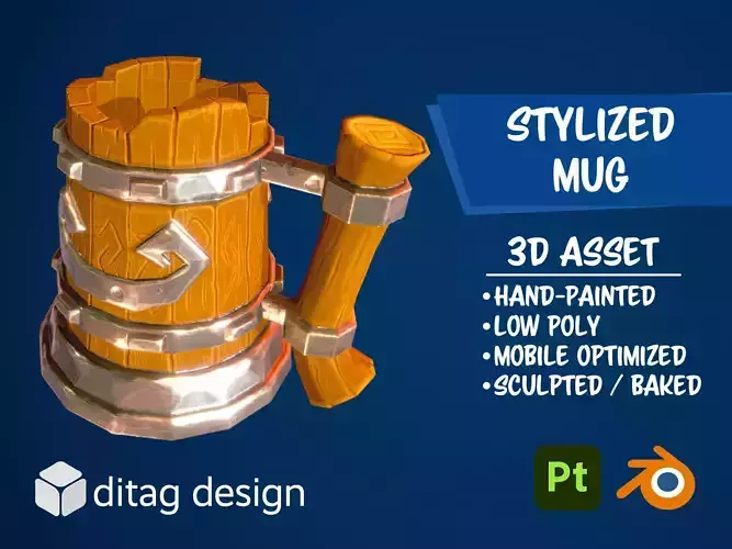 Stylized Mug Low-poly 3D model