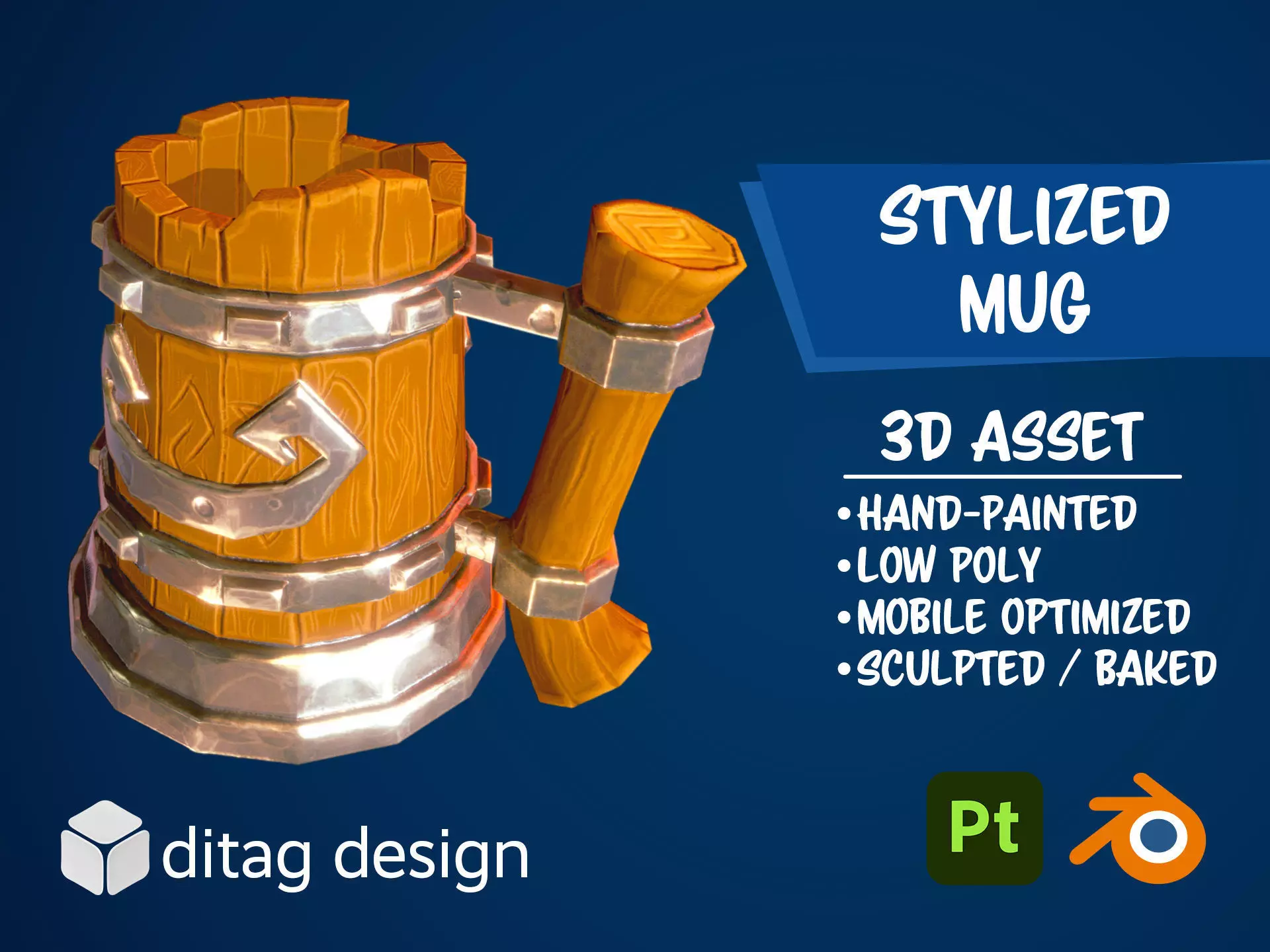 Stylized Mug Low-poly 3D model_0