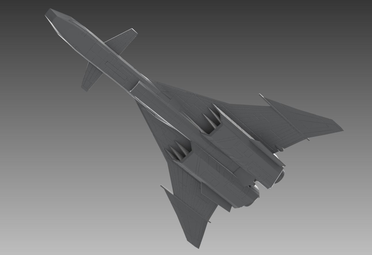 Mig 31 Firefox Low Poly Scale model 3D print model_2
