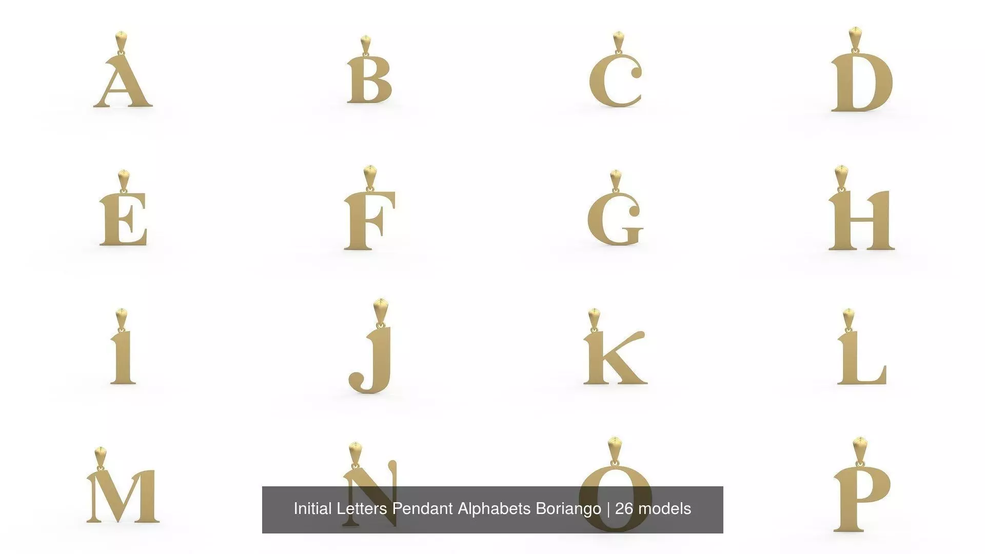 Initial Letters Pendant Alphabets Boriango 3D Model Collection_0