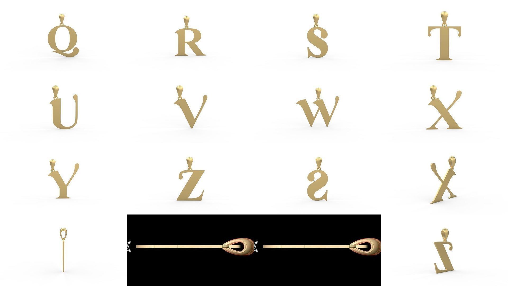 Initial Letters Pendant Alphabets Boriango 3D Model Collection_1