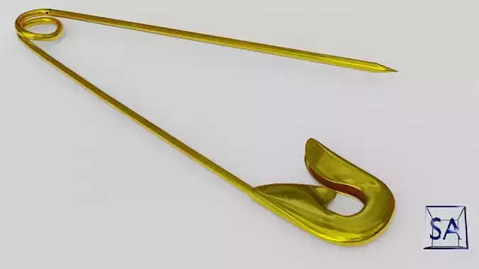 Brass Safety Pin 3D model