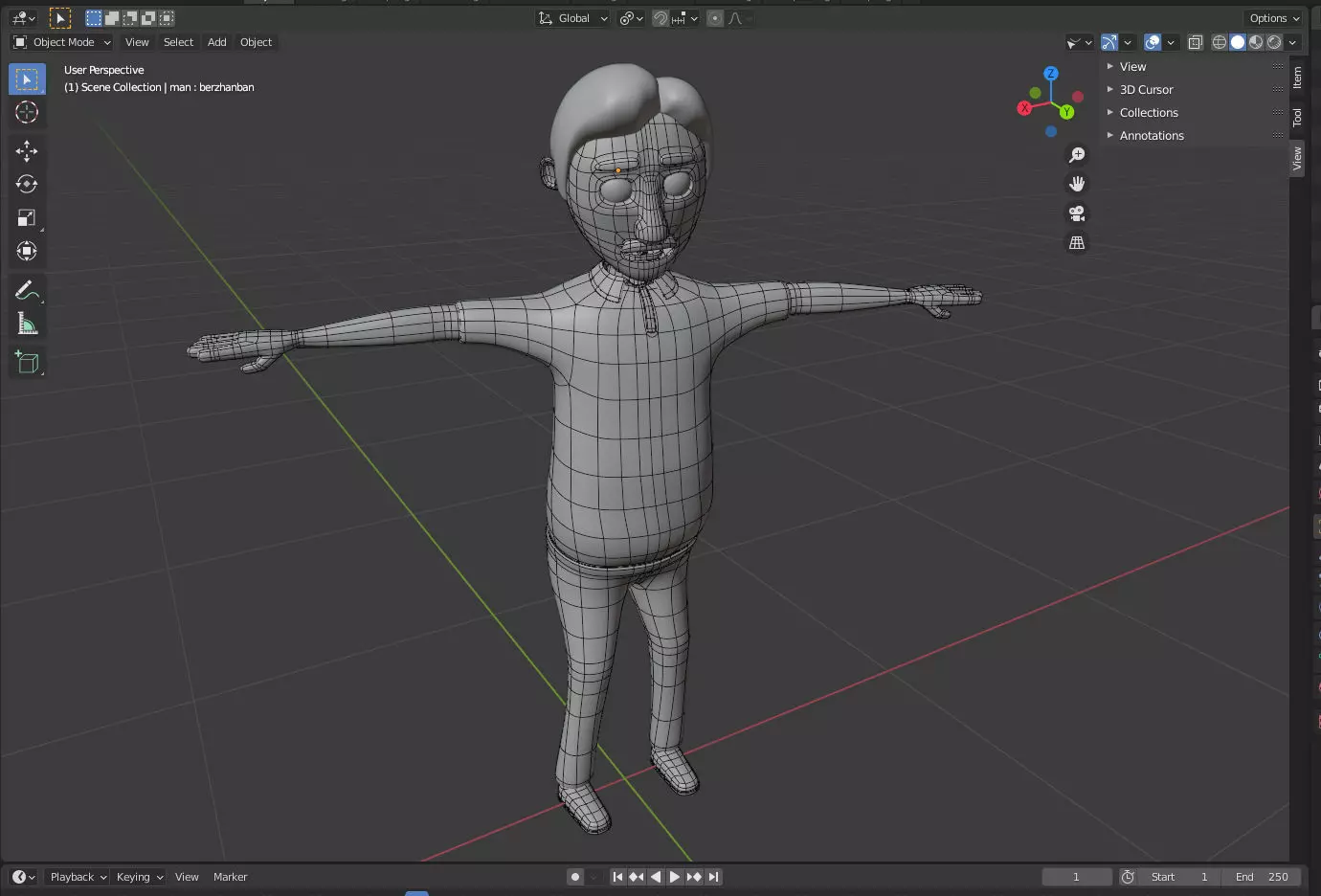 3d model man Low-poly 3D model_0