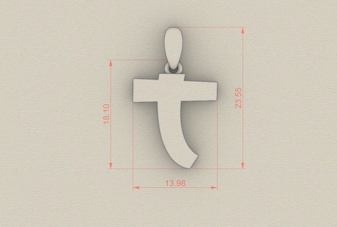 Model 673 T Saiko Initial Japon Letter 3D print model_6