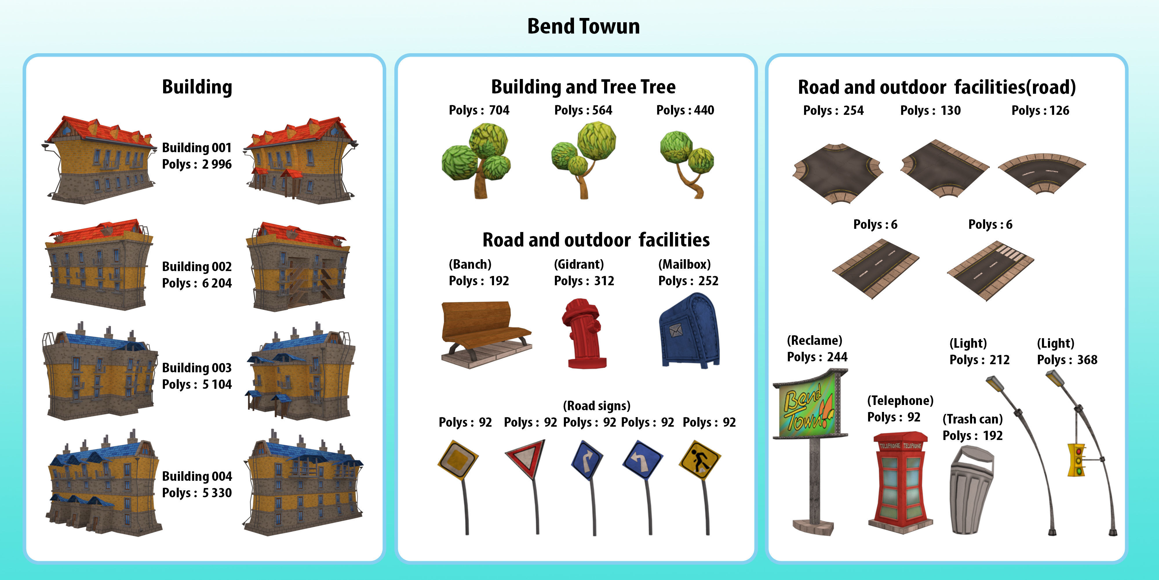 cartoon city Low-poly 3D model_2