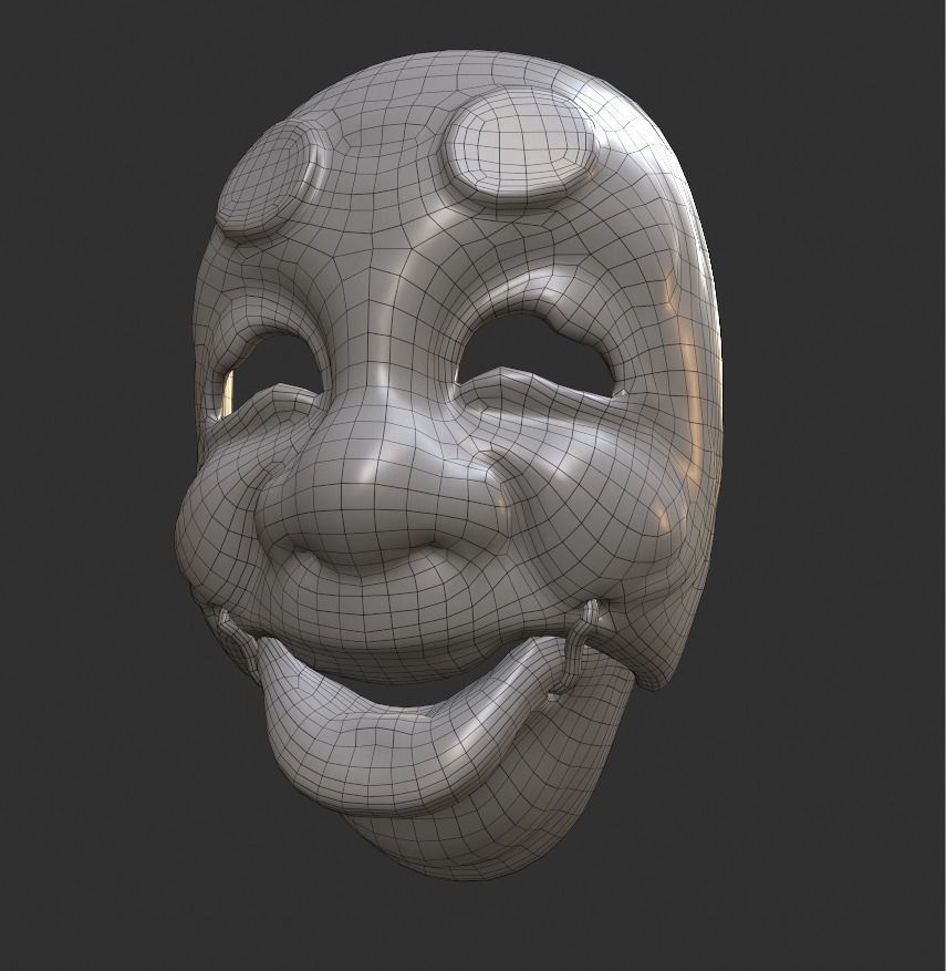 Japanese Okina Mask  Pbr 3D model_5