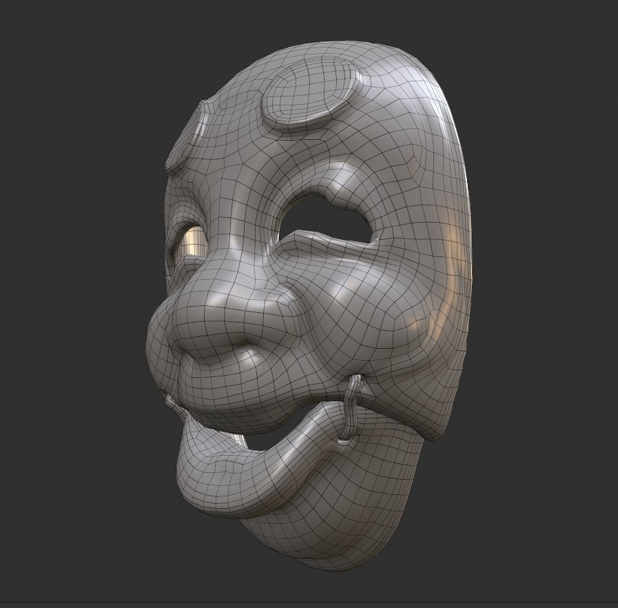 Japanese Okina Mask  Pbr 3D model_7