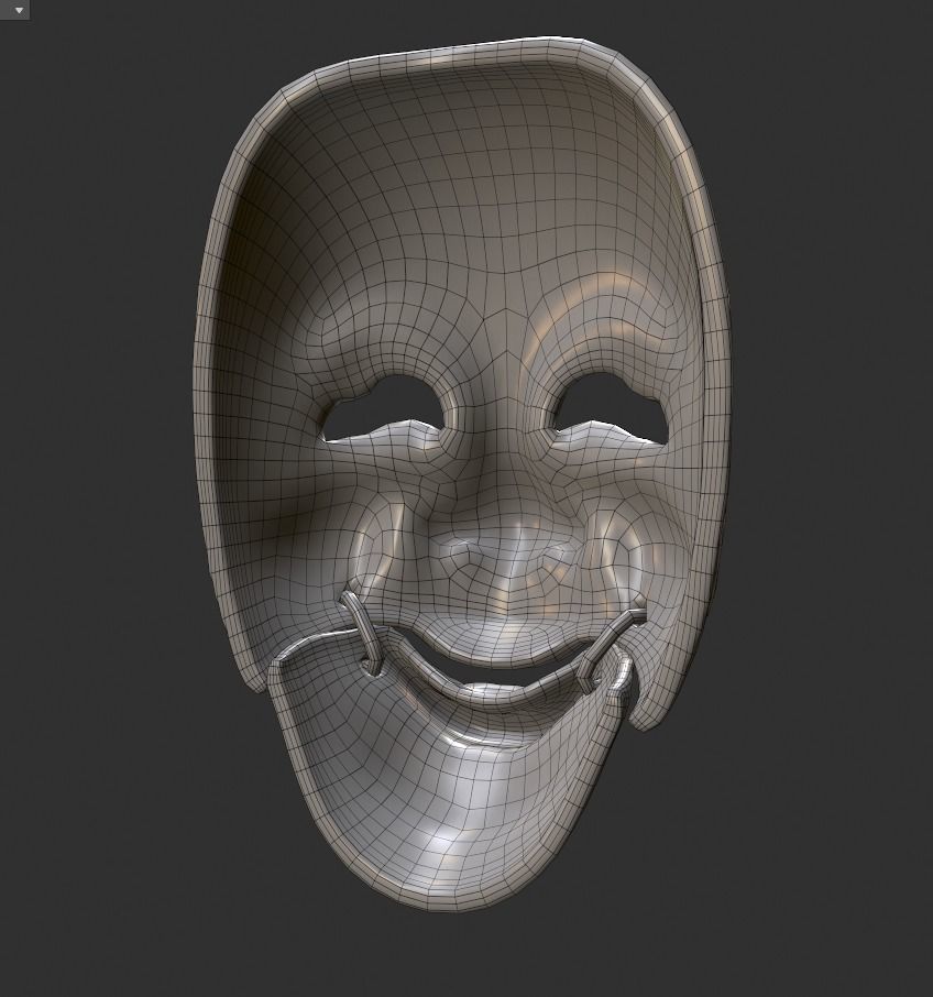 Japanese Okina Mask  Pbr 3D model_6