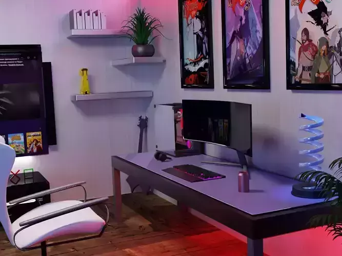 Gaming Room in Blender - 3D Modeling Process 3D model