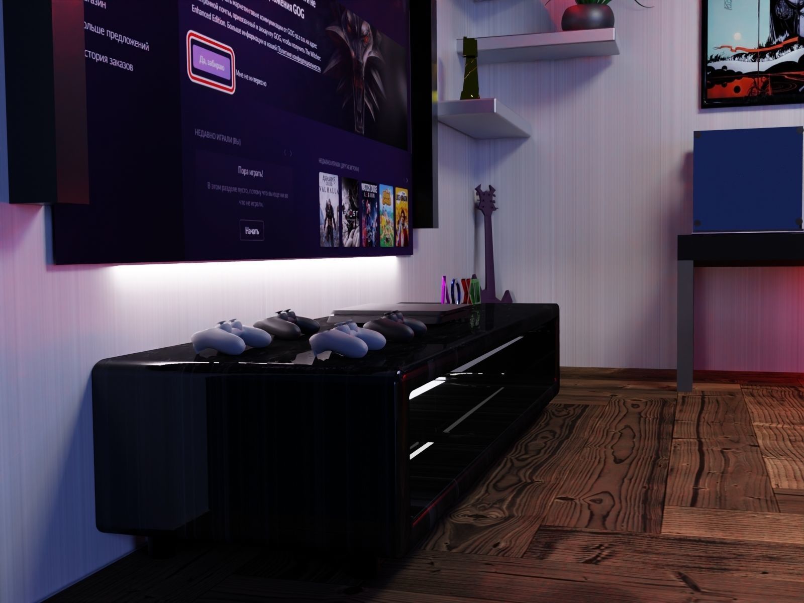 Gaming Room in Blender - 3D Modeling Process 3D model_2