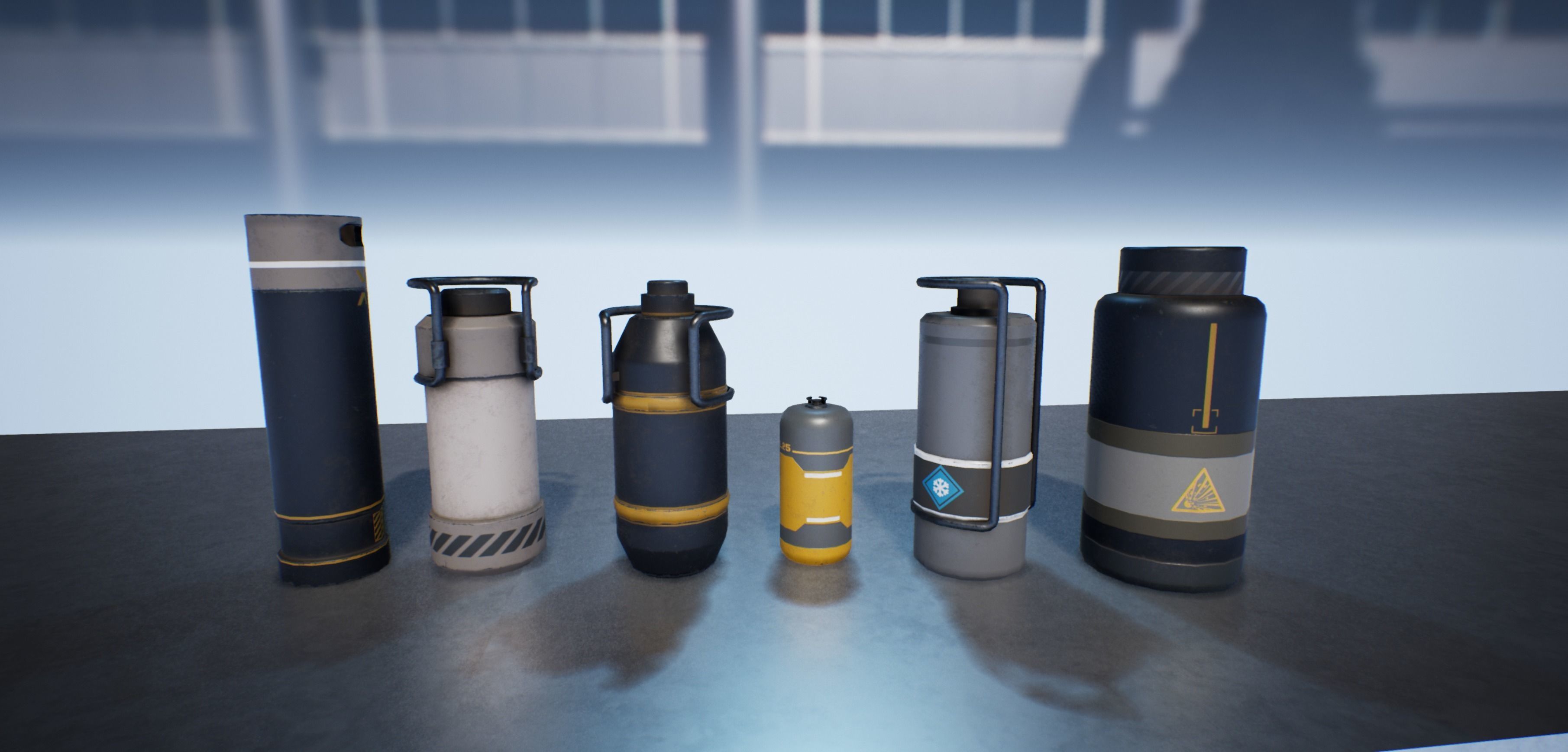 sci-fi barrels game-ready Low-poly 3D model_8