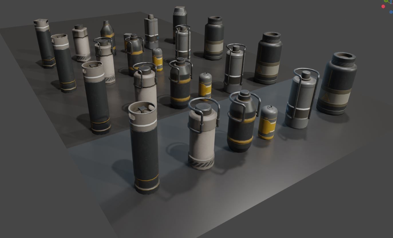 sci-fi barrels game-ready Low-poly 3D model_15