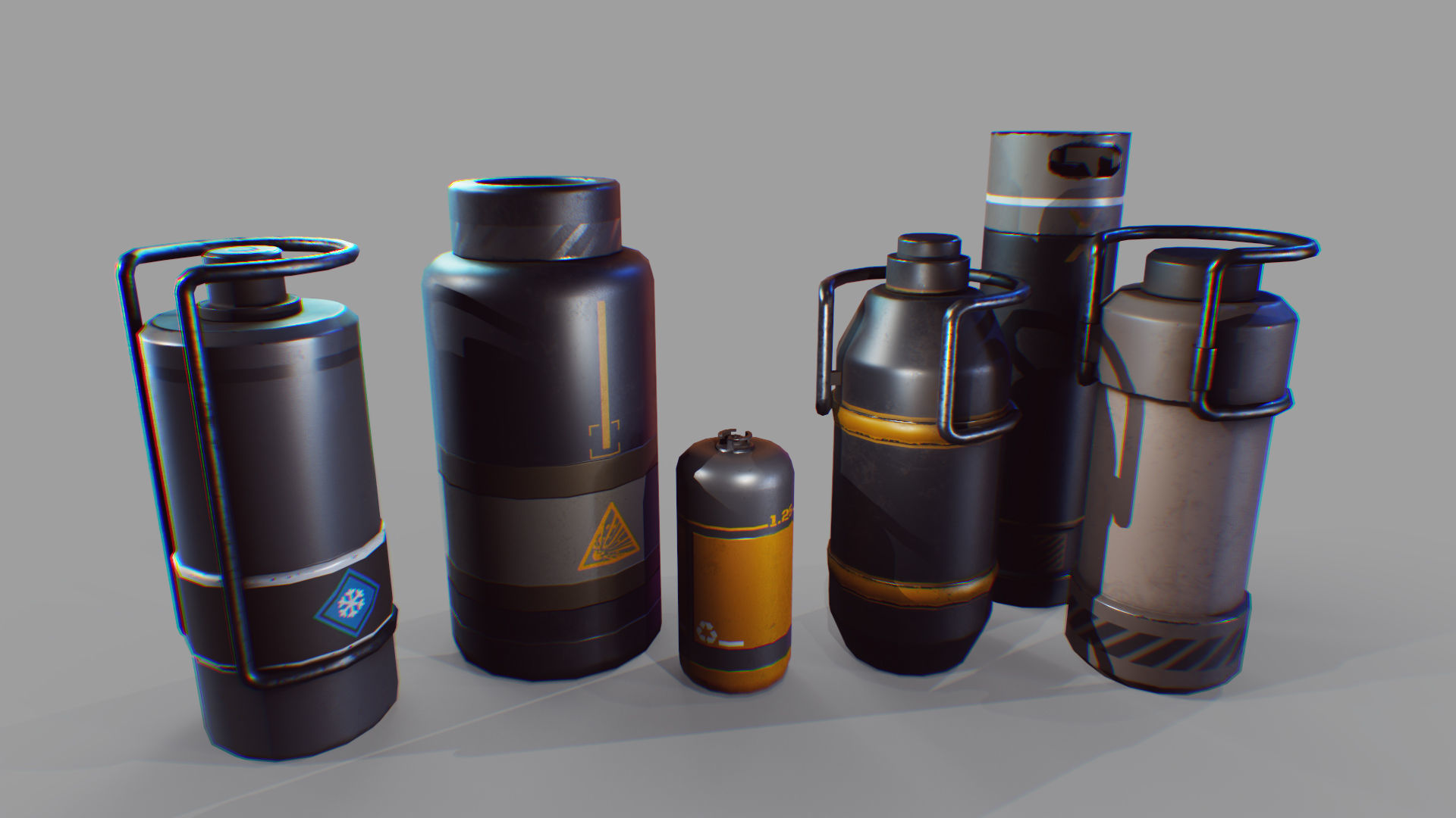 sci-fi barrels game-ready Low-poly 3D model_1