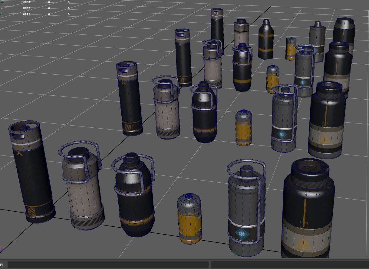 sci-fi barrels game-ready Low-poly 3D model_12