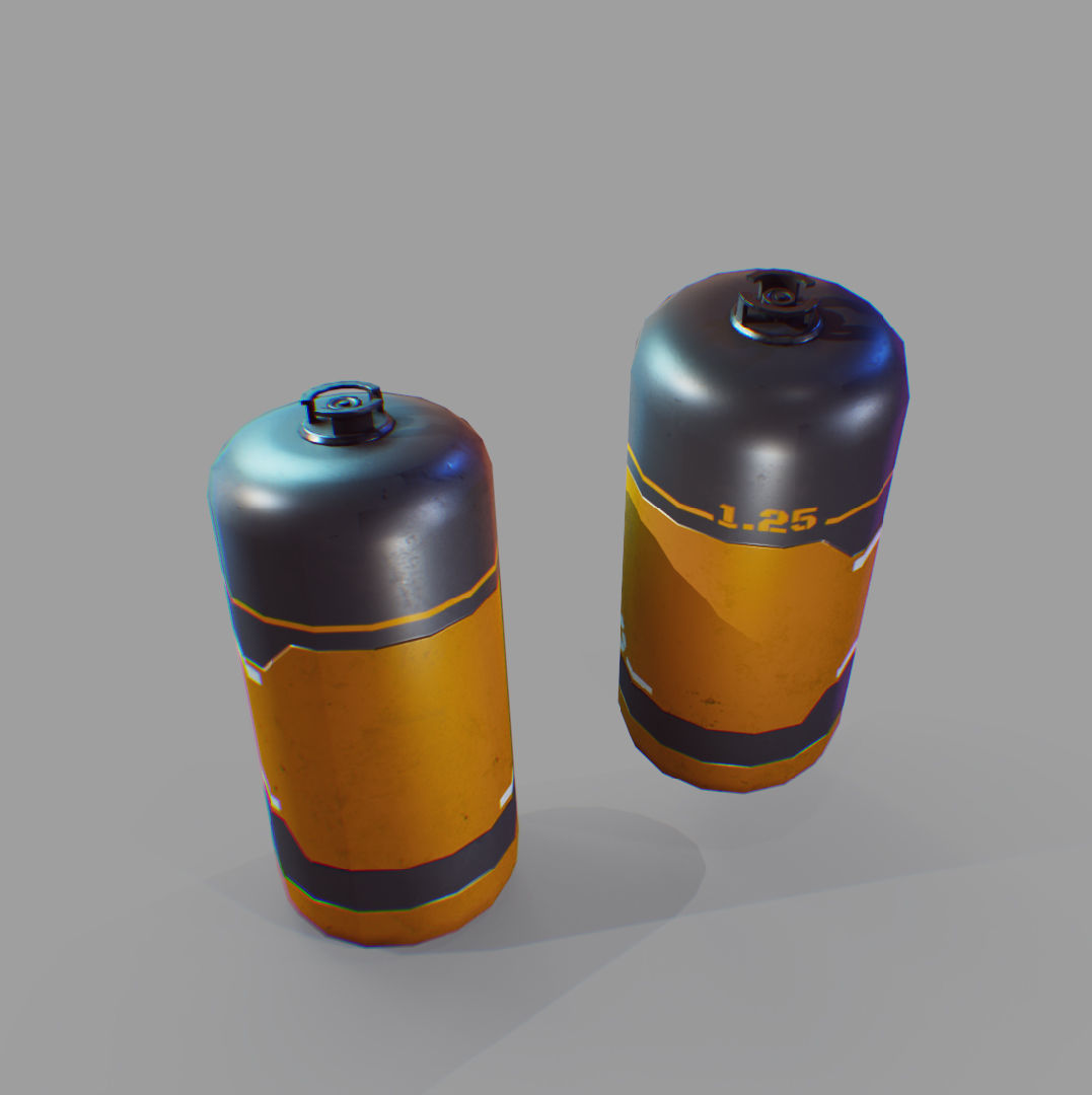 sci-fi barrels game-ready Low-poly 3D model_5