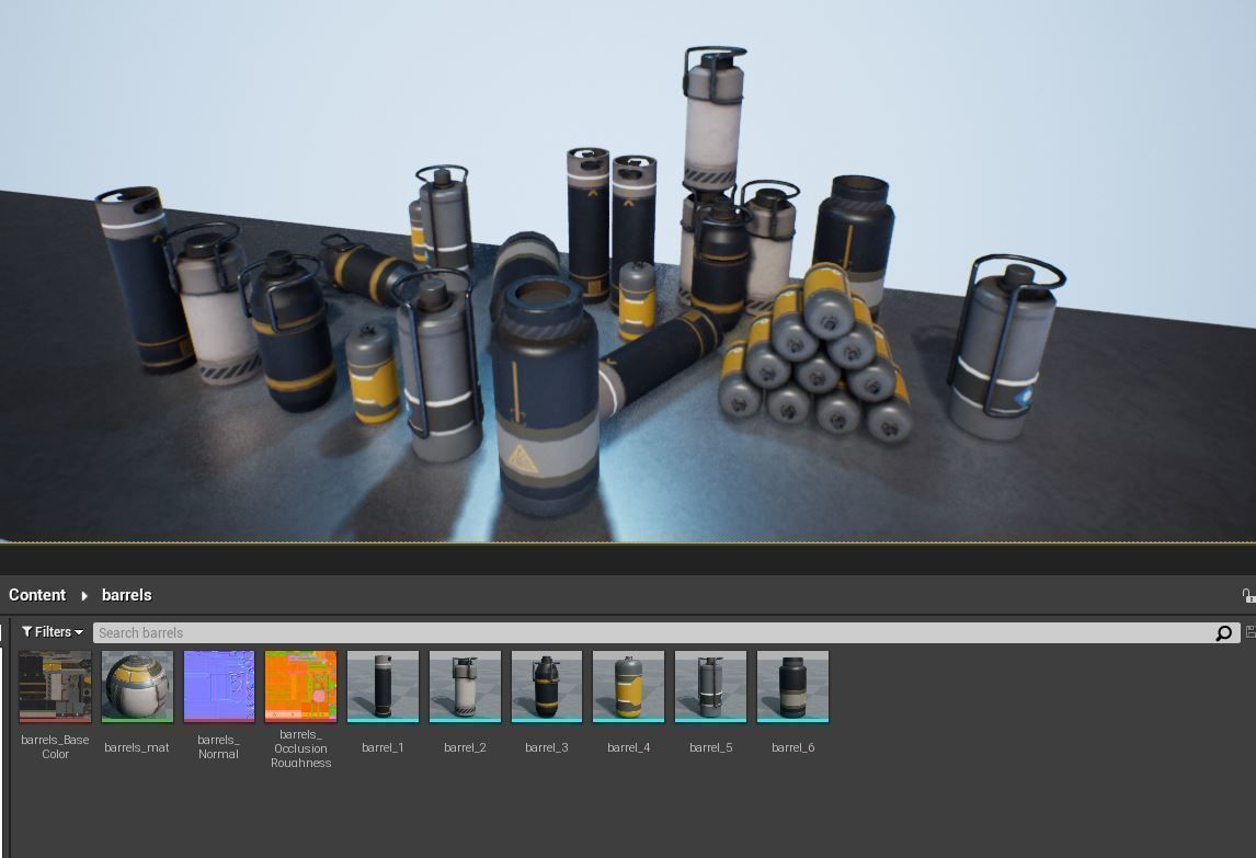 sci-fi barrels game-ready Low-poly 3D model_9