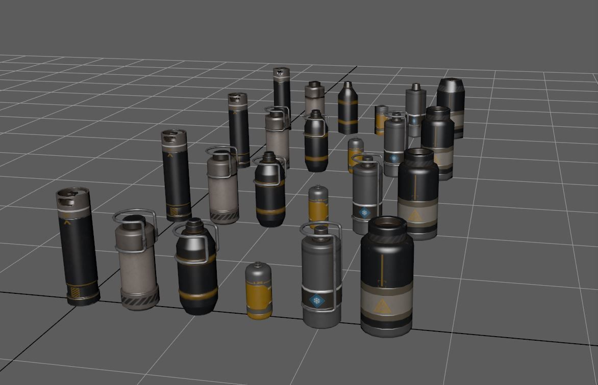 sci-fi barrels game-ready Low-poly 3D model_11