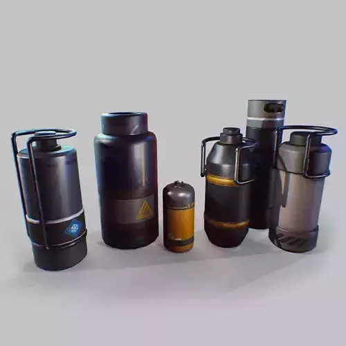 sci-fi barrels game-ready Low-poly 3D model sci-fi barrels game-ready Low-poly 3D model