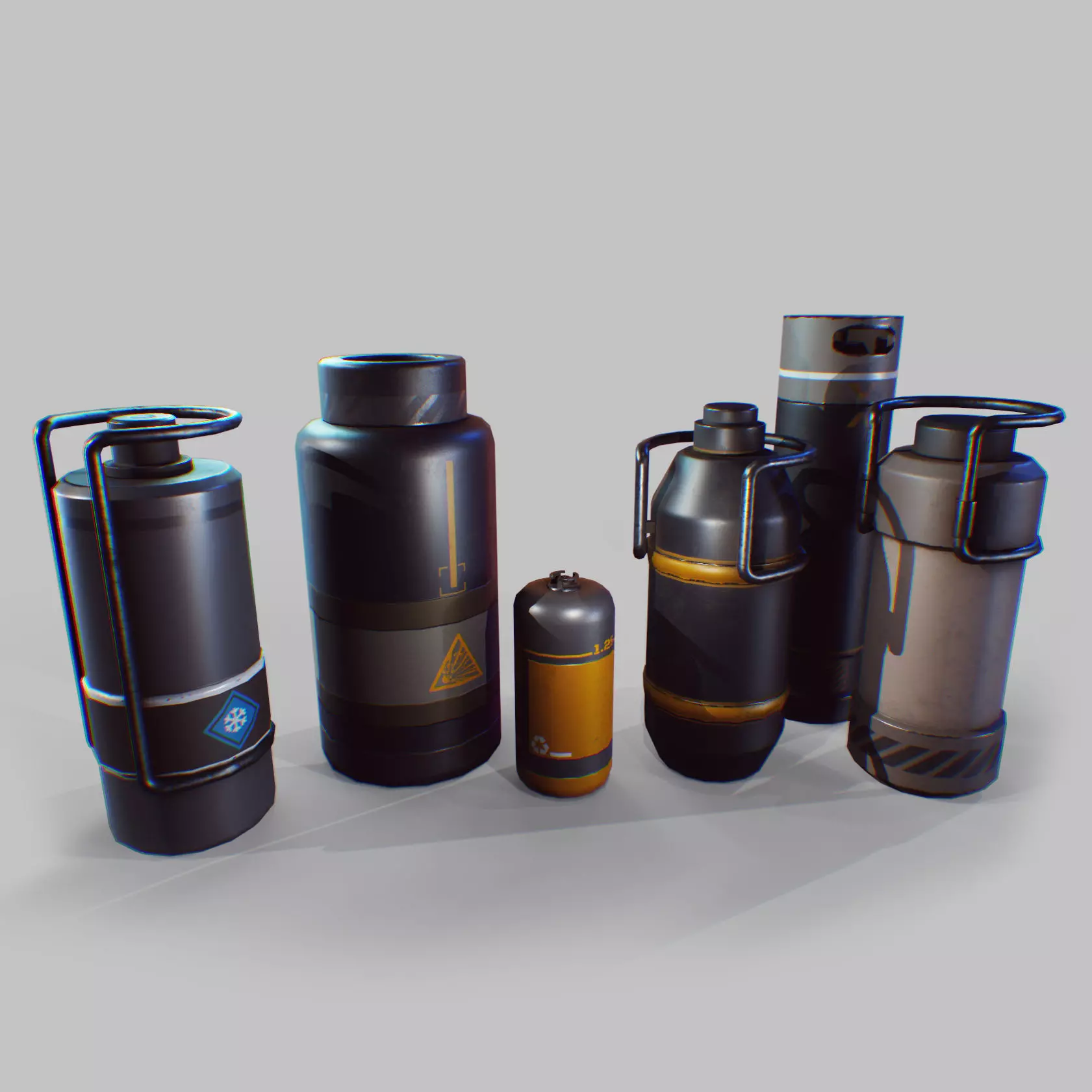 sci-fi barrels game-ready Low-poly 3D model_0