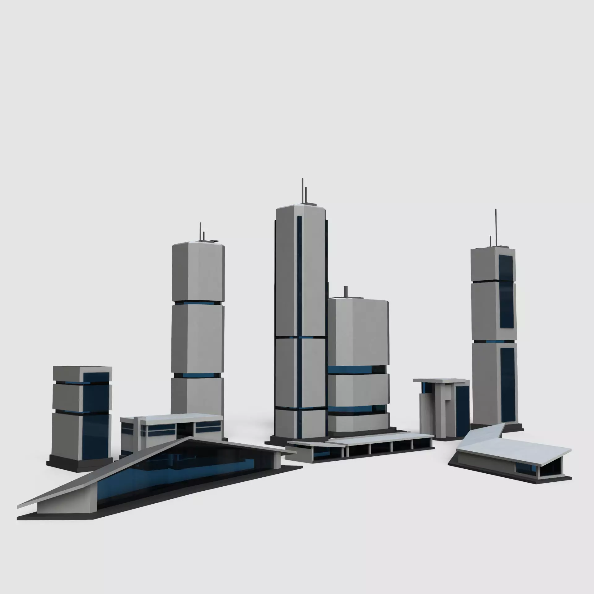 Sci-Fi Buildings Set 3D model