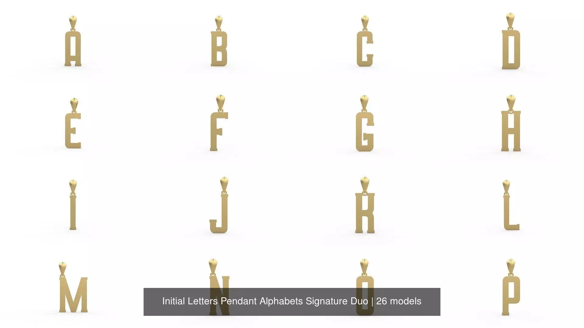 Initial Letters Pendant Alphabets Signature Duo 3D Model Collection_0