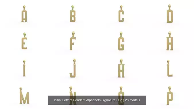 Initial Letters Pendant Alphabets Signature Duo 3D Model Collection
