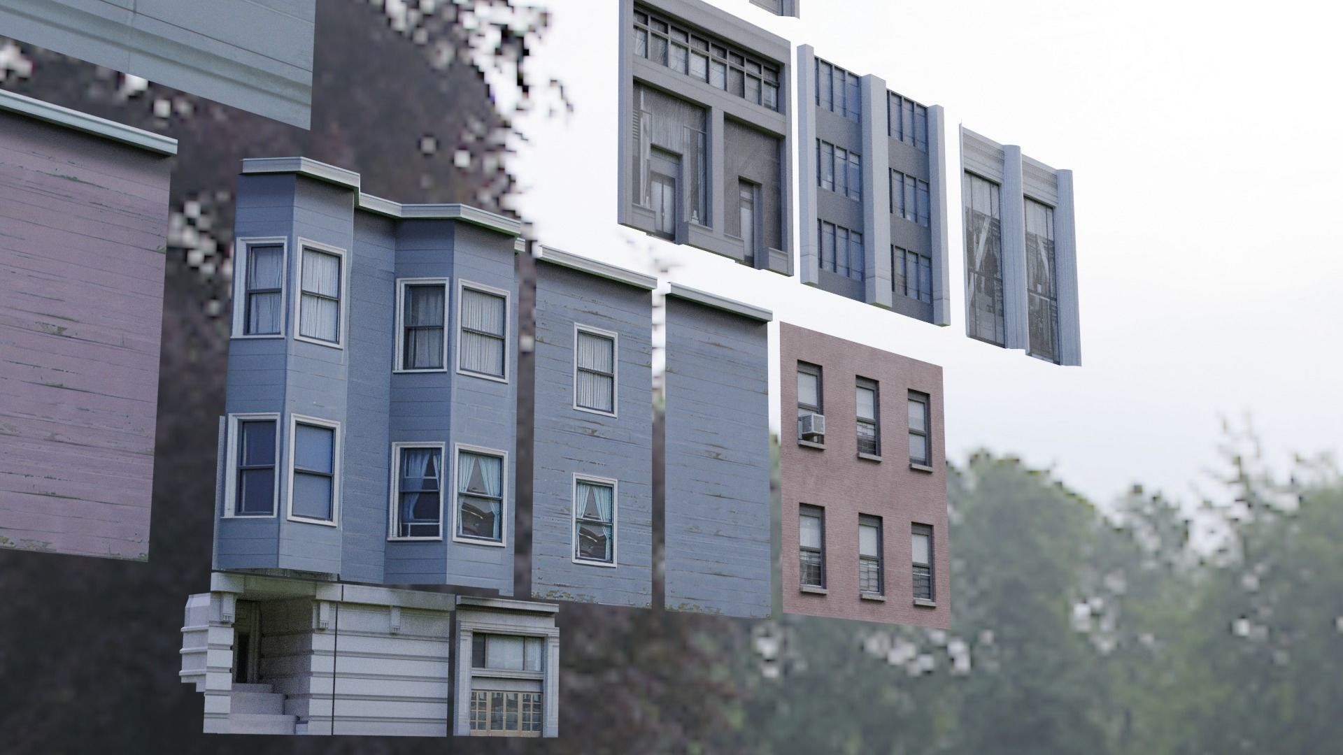 Lowpoly Apartments and Buildings to assemble 3D model_1