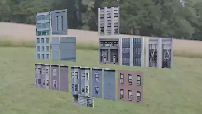 Lowpoly Apartments and Buildings to assemble